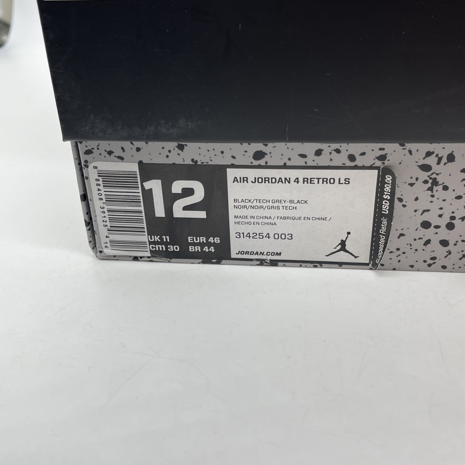 Size 12 - Jordan 4 Retro LS oreo 2015 Black Grey Leather (314254-003)