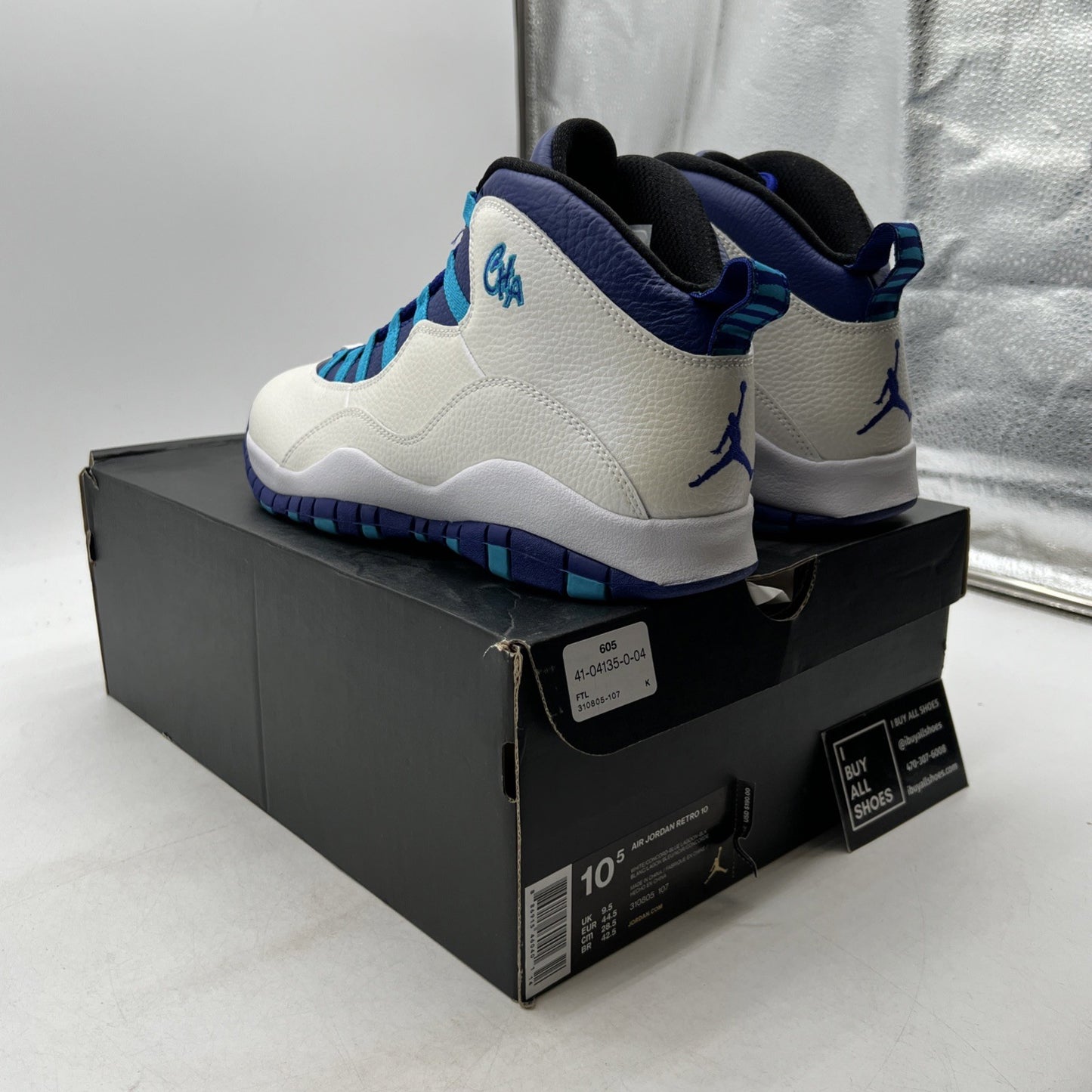 Size 10.5 - Air Jordan 10 Retro Charlotte Hornets (310805-107)
