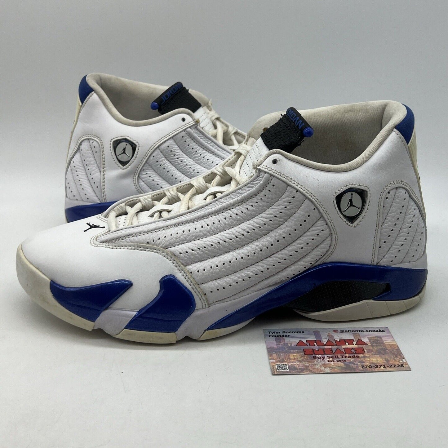 Size 11.5 - Air Jordan 14 Retro Hyper Royal White Leather (487471-104)