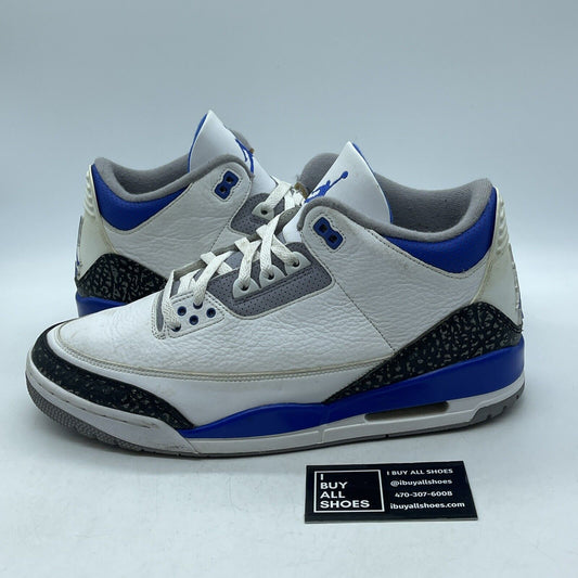 Size 12 - Jordan 3 Retro Mid Racer Blue Grey White Suede Leather (CT8532-145)
