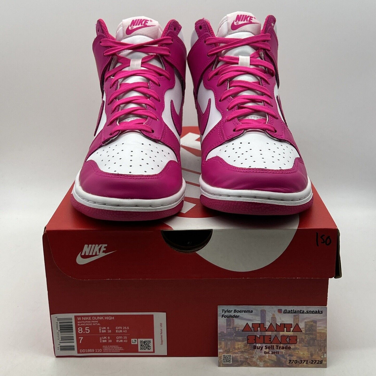 Size 8.5 - Nike Dunk High Pink Prime W White Leather (DD1869-110)