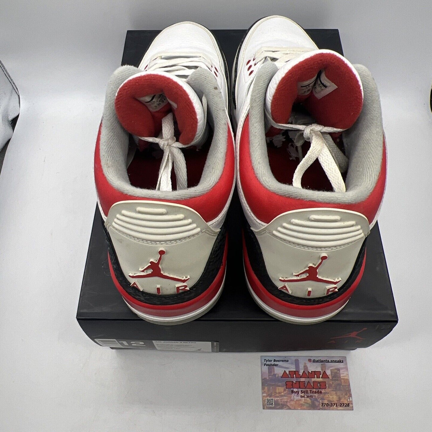 Size 12 - Air Jordan 3 Retro 2013 Fire Red White Black Leather (136064-120)