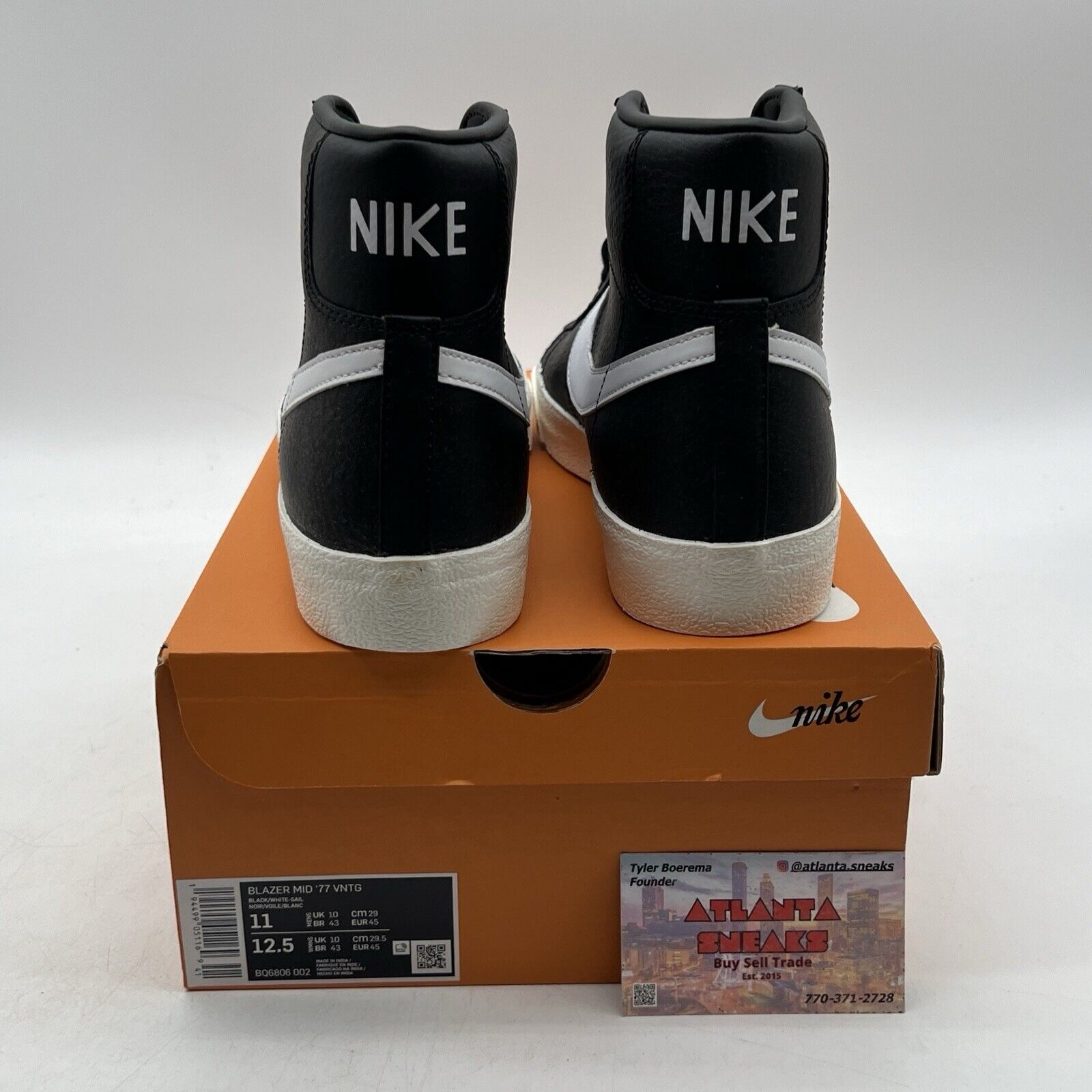 Size 11 - Nike Blazer '77 Vintage Mid Black Sail Leather (BQ6806-002).