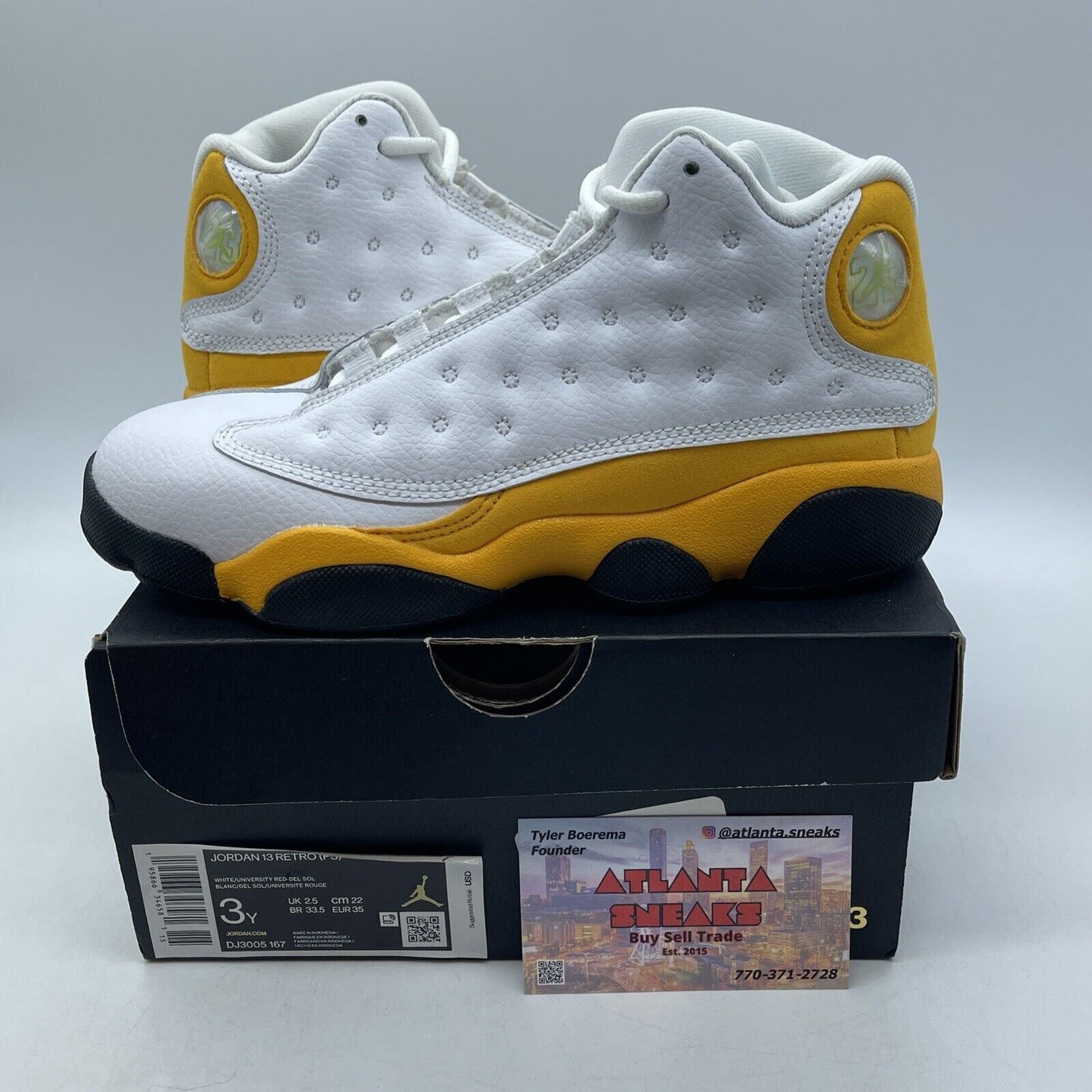 Size 3Y (GS) - Jordan 13 Retro Mid Del Sol Yellow Black White Suede (DJ3005-167)