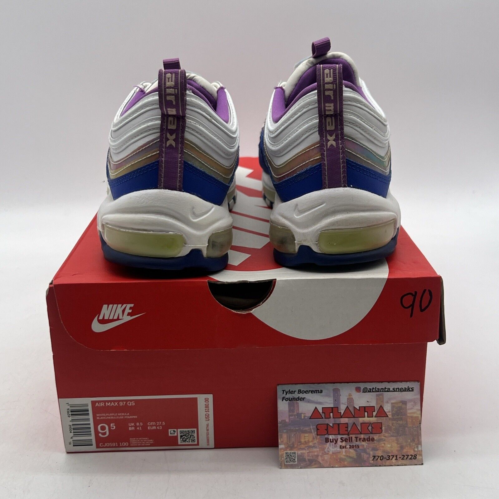 Size 9.5 - Nike Air Max 97 Easter White Blue Leather (CJ0591-100)