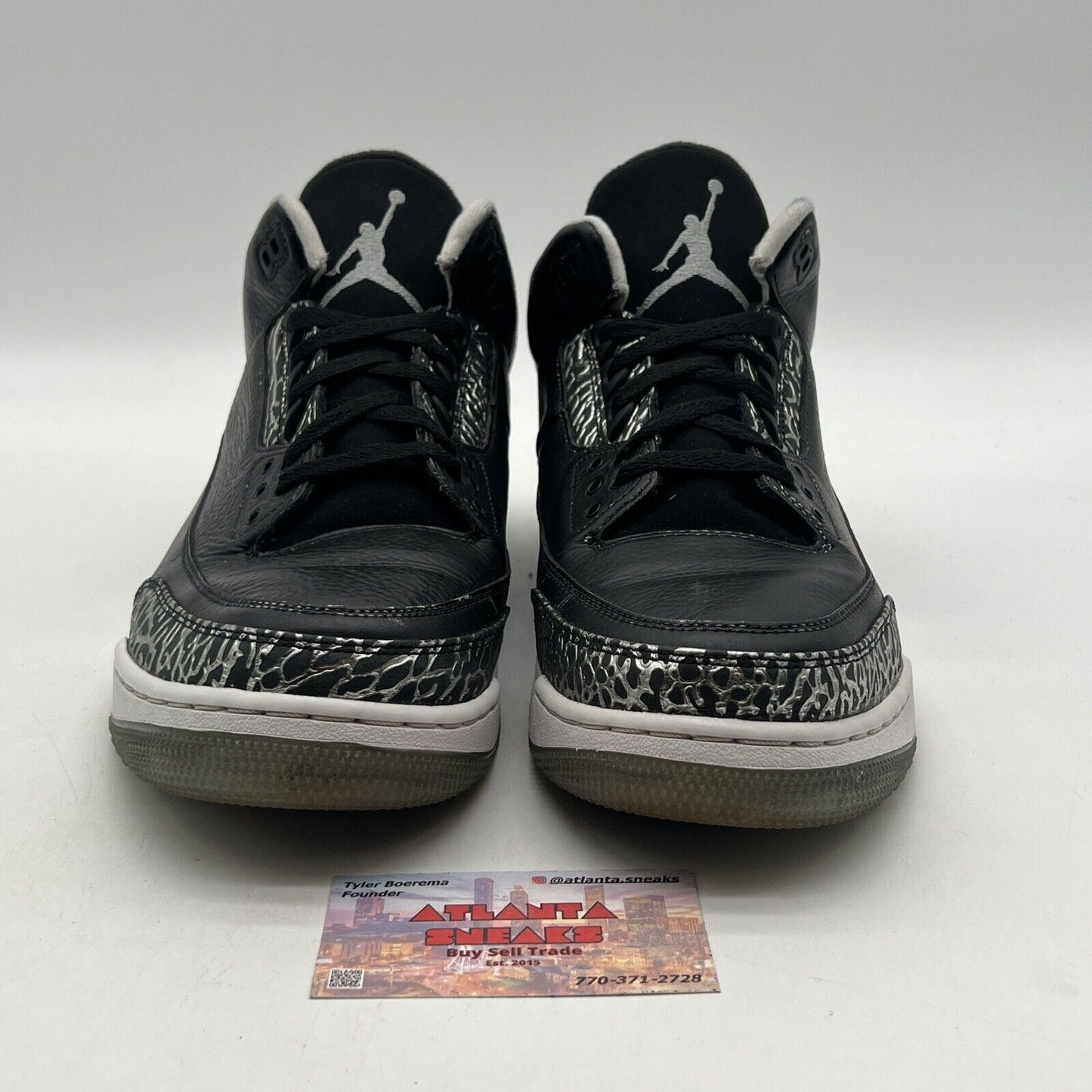 Size 13 - Air Jordan 3 Retro Wolf Grey Black White Leather Customs (136064-004)