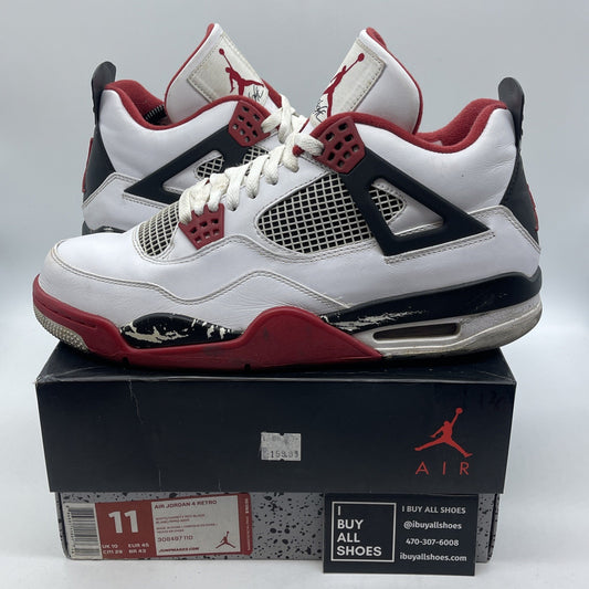 Size 11 - Jordan 4 Retro Fire Red 2012 White Black Leather (308497-110)