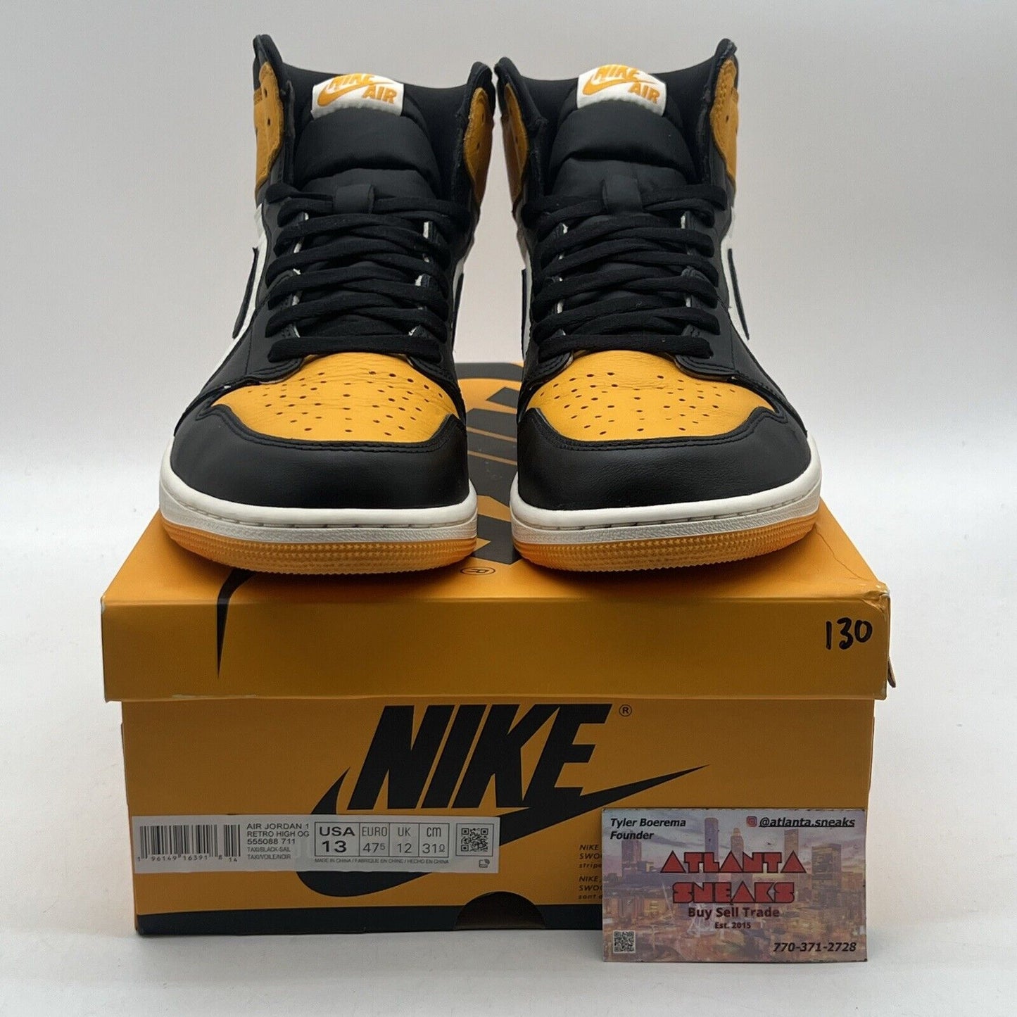 Size 13 - Jordan 1 Retro OG High Yellow Toe Black White Leather (555088-711)