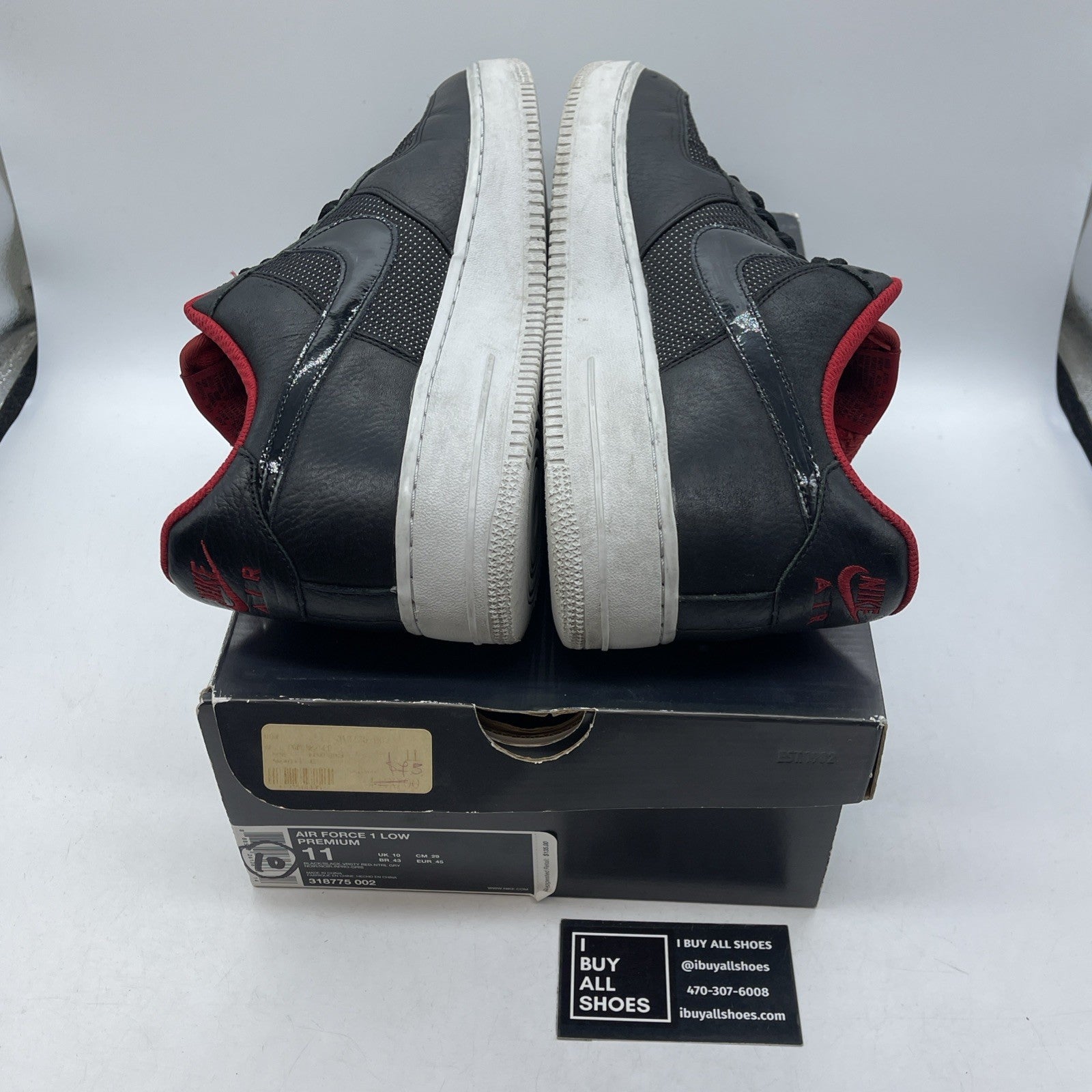 Size 11 - Nike Air Force 1 Low Black Red Suede Leather (318775-002)