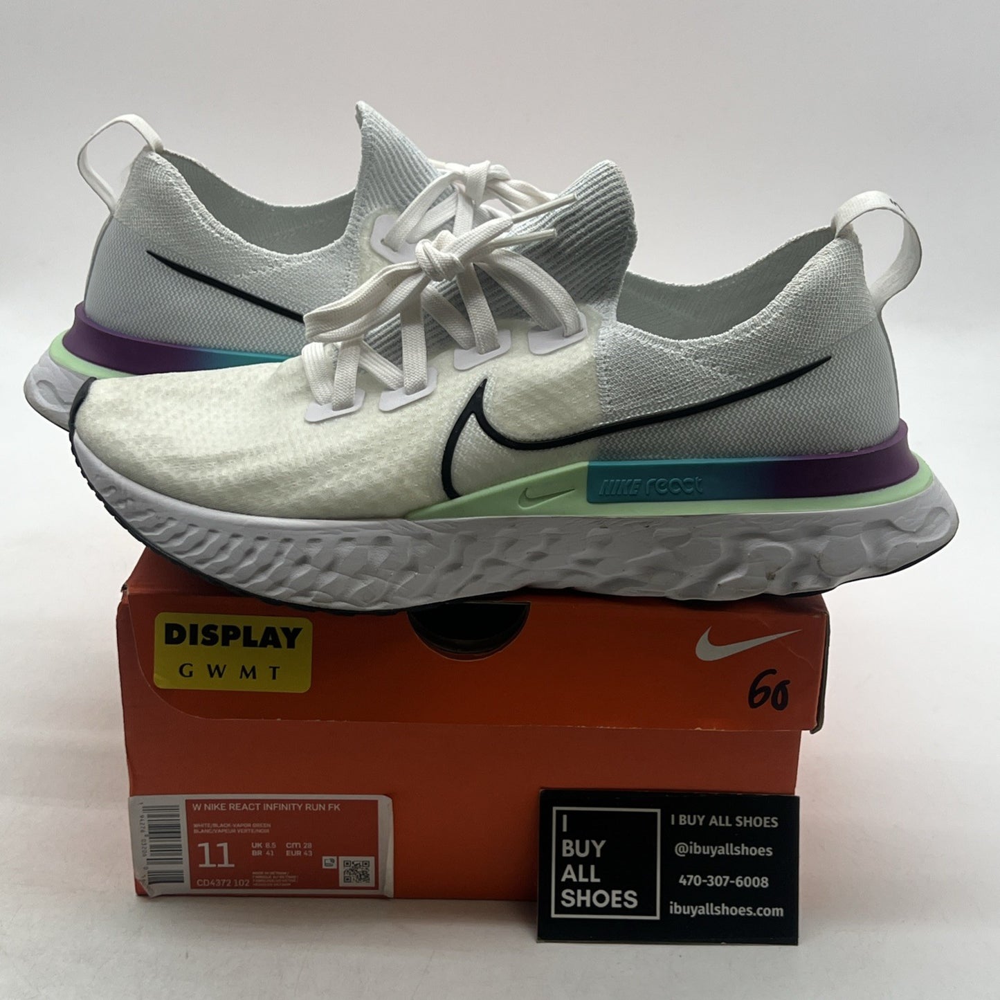 Size 11 - Nike React Infinity Run Flyknit White Ombre W (CD4372-102)