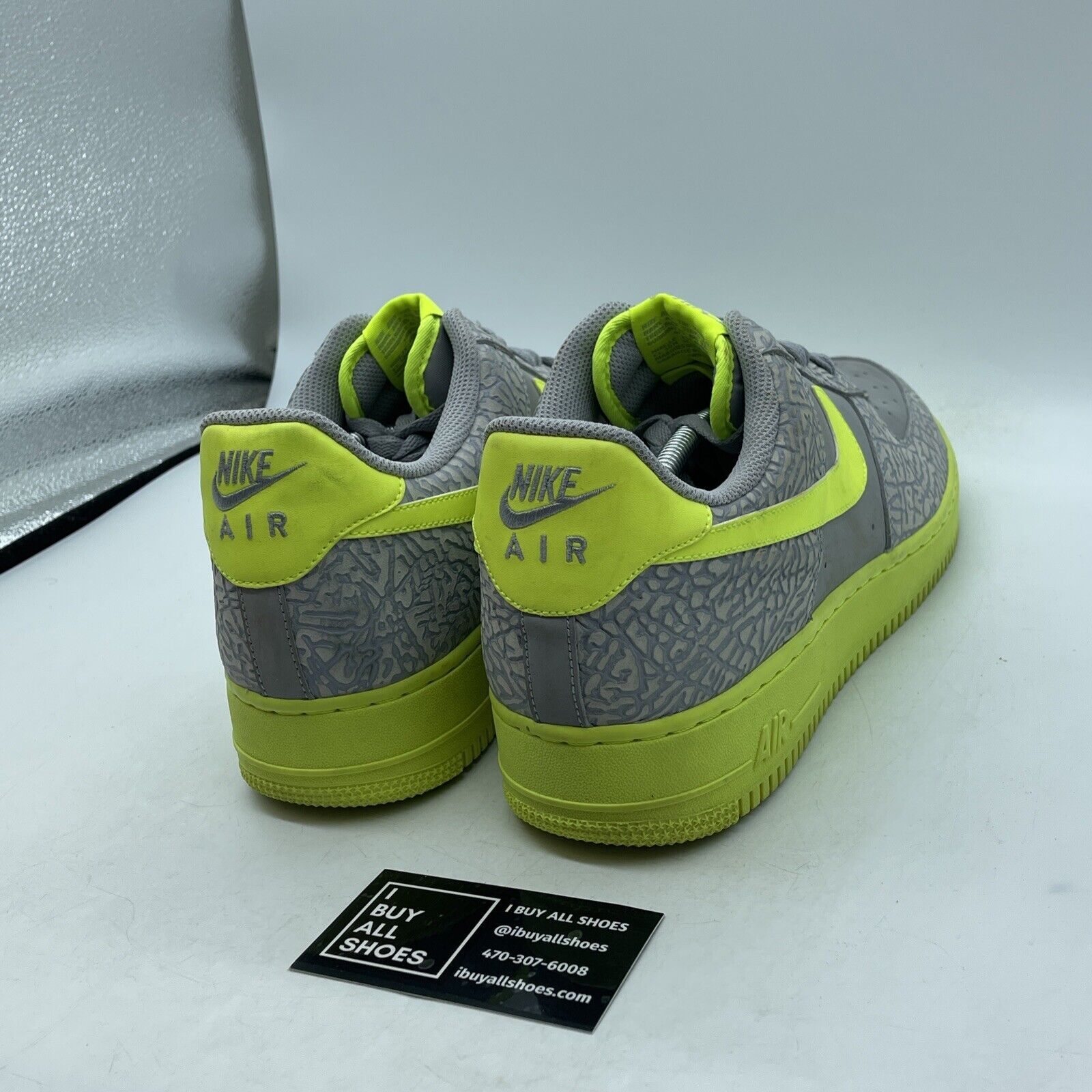 Size 13 - Nike Air Force 1 Low Elephant Volt Neon Green Grey Suede (488298-041)