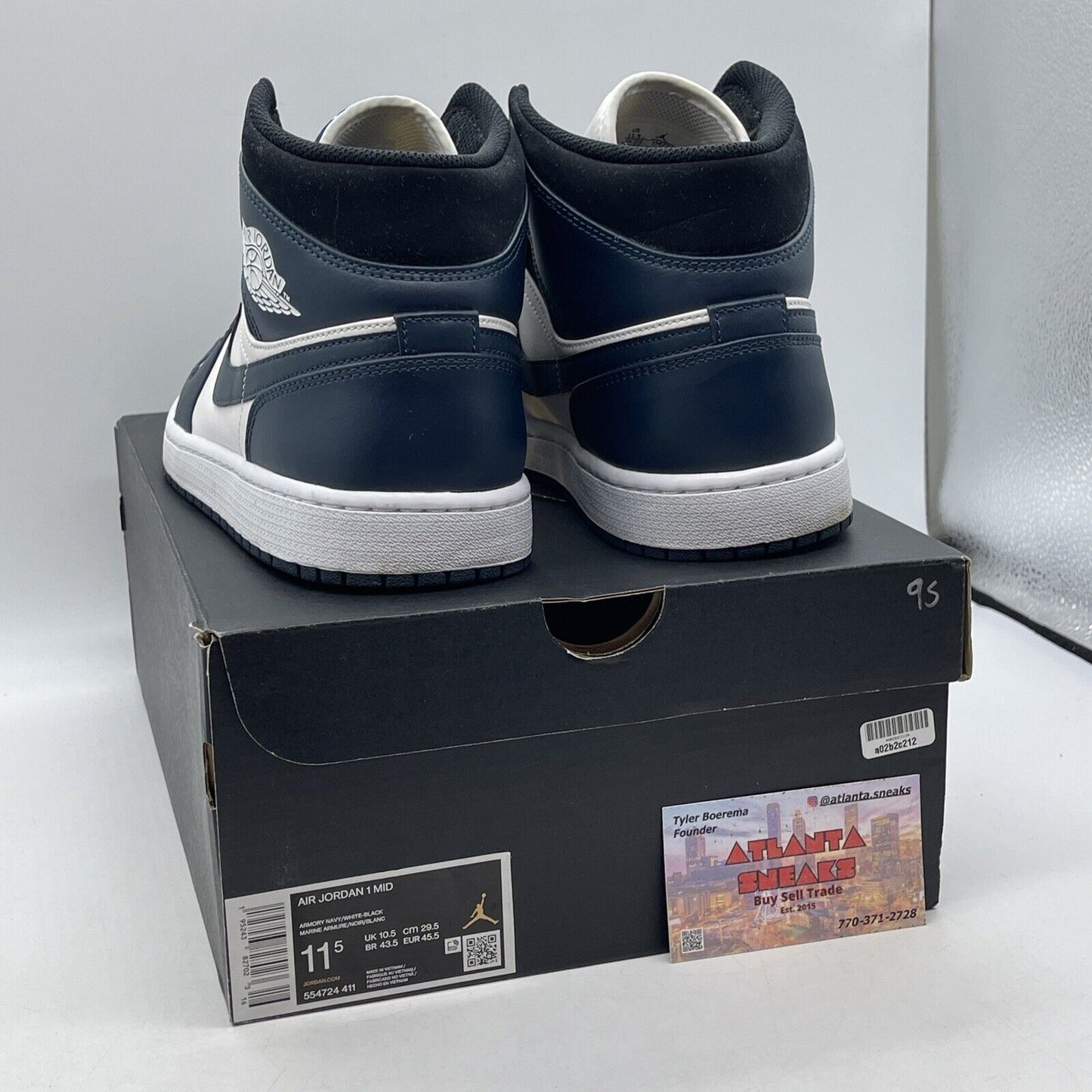 Size 11.5 - Jordan 1 Mid Armory Navy 2021 Leather Black Suede (554724-411)