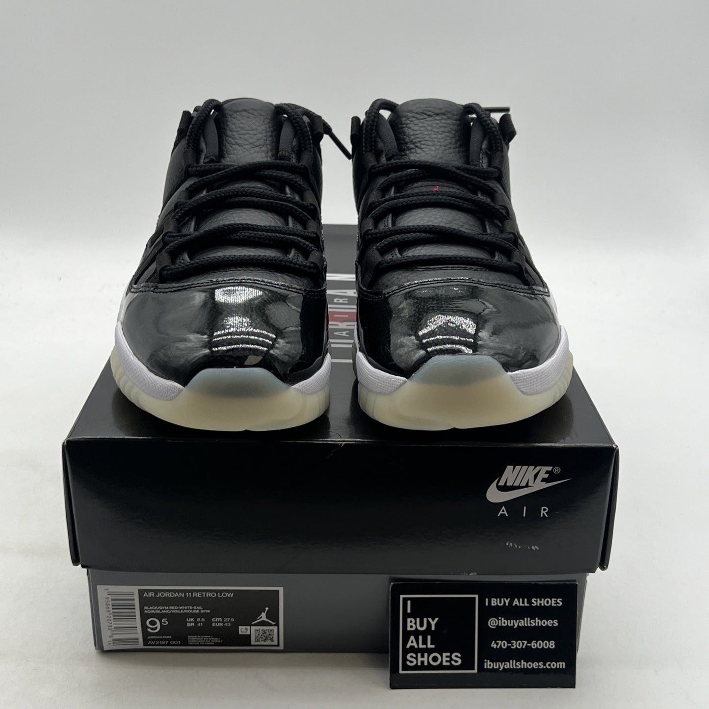 Size 9.5 - Air Jordan 11 Retro Low 72-10 Black Leather (AV2187-001)