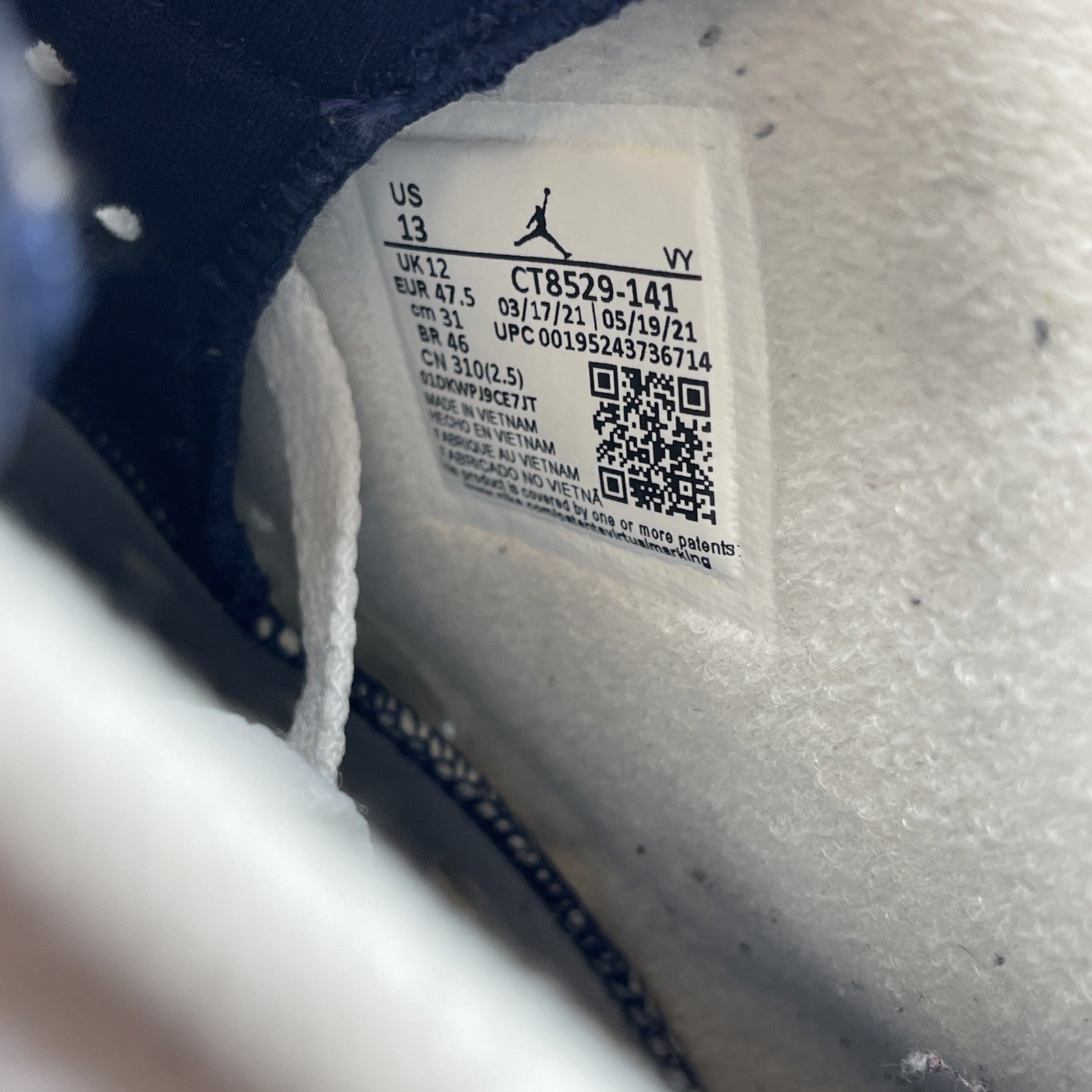 Size 13 - Jordan 6 Retro Midnight Navy White Leather (CT8529-141)