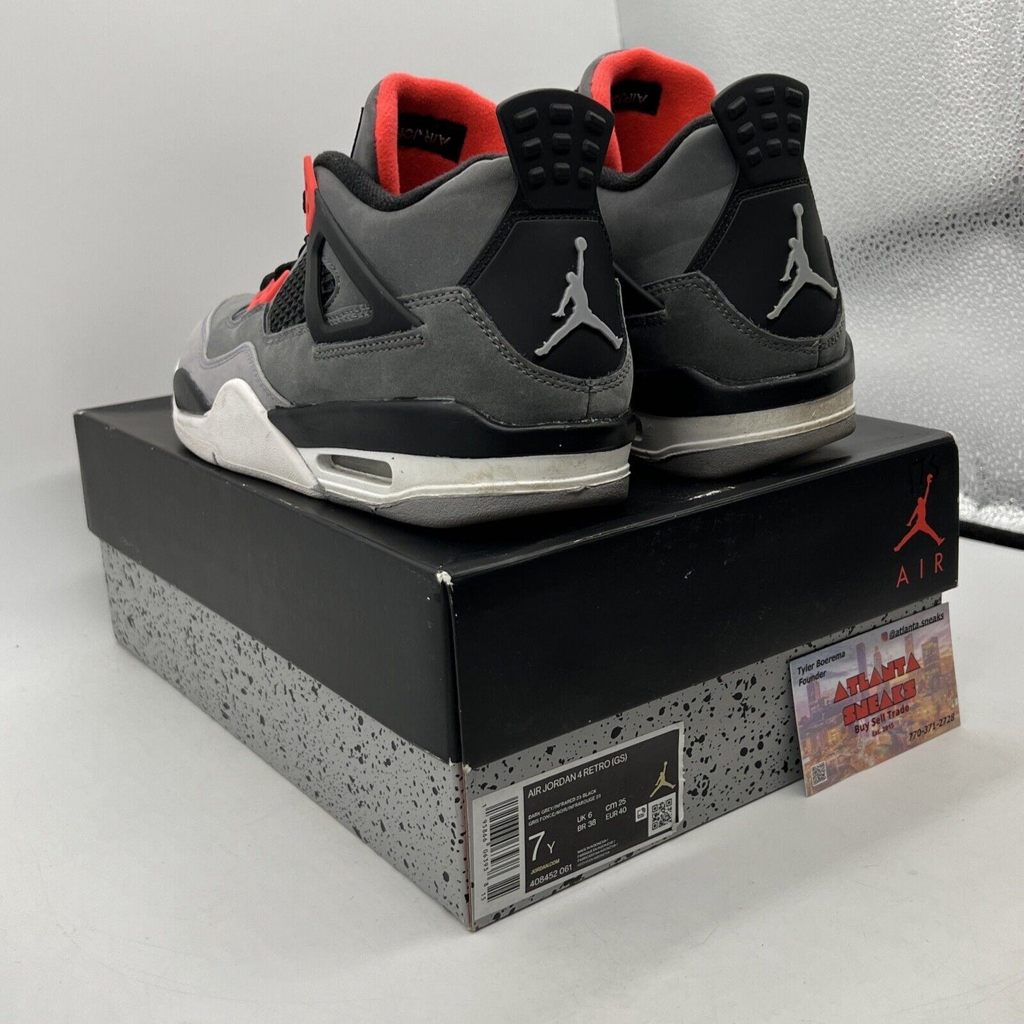 Size 7 - Jordan 4 Infrared 2022 Grey Black Red Suede (408452-061)