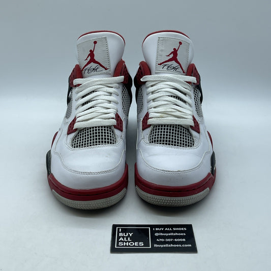 Size 9.5 - Jordan 4 Retro Fire Red White Black Leather (308497-110)