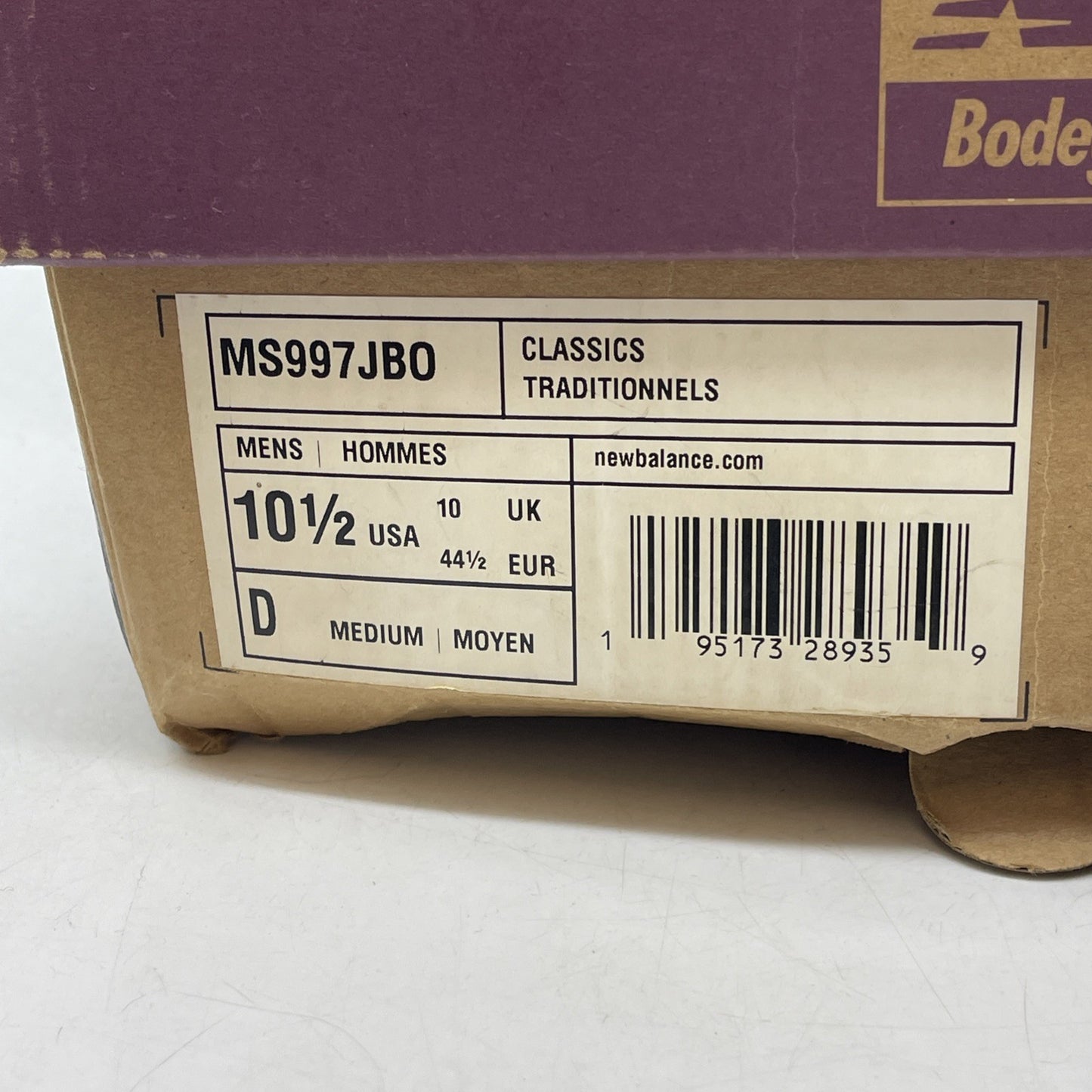 Size 10.5 - BALANCE 997S BODEGA BETTER DAYS BEIGE GREY RED (MS997JBO)