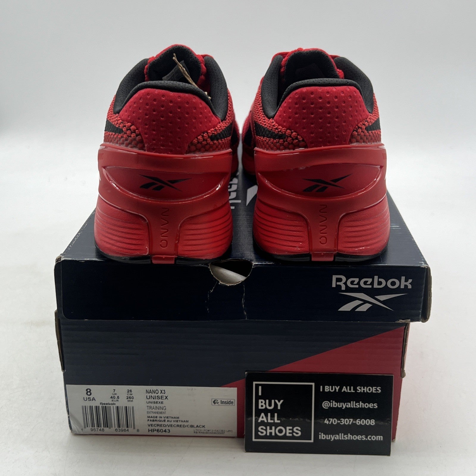 Size 8 - Reebok Nano X3 Mens Vector Red Black Lace Up Athletic Cross Training T3