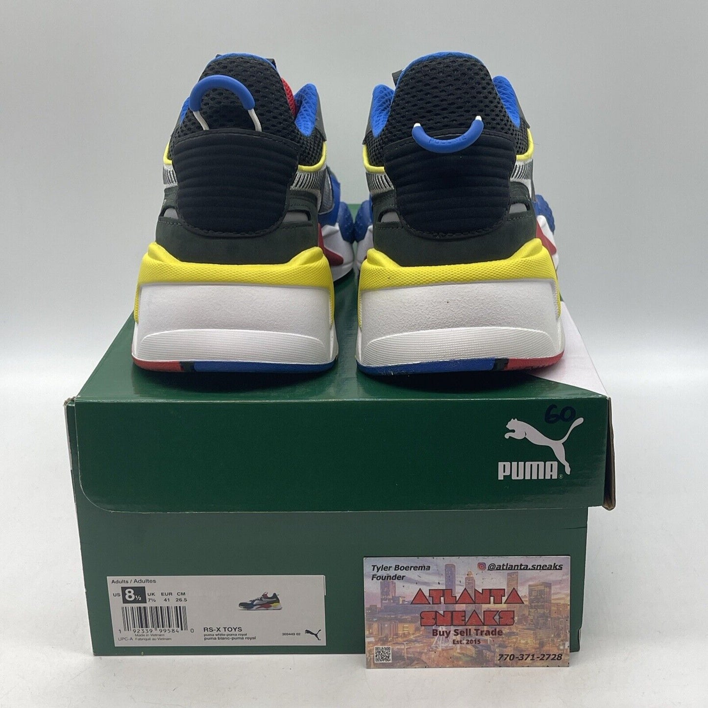 Size 8.5 - PUMA RS-X Toys White Yellow Red Black Suede Leather (369449-02)