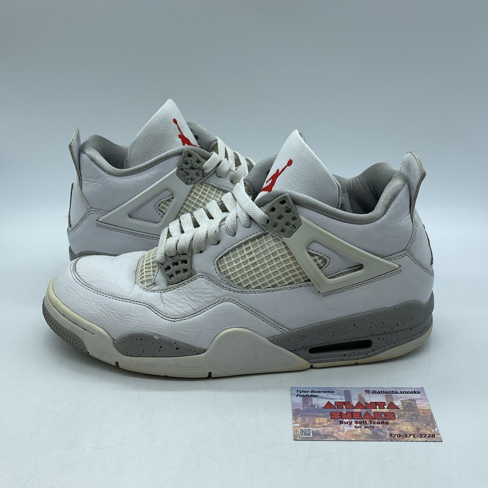 Size 9.5 - Jordan 4 Retro Mid White Oreo Grey Leather (CT8527-100)