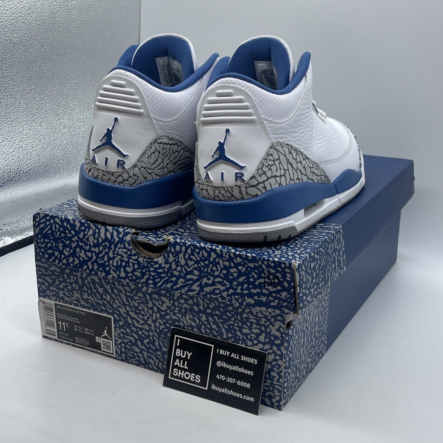 Size 11.5 - Jordan 3 Retro Mid Washington Wizards Grey Blue White (CT8532-148)