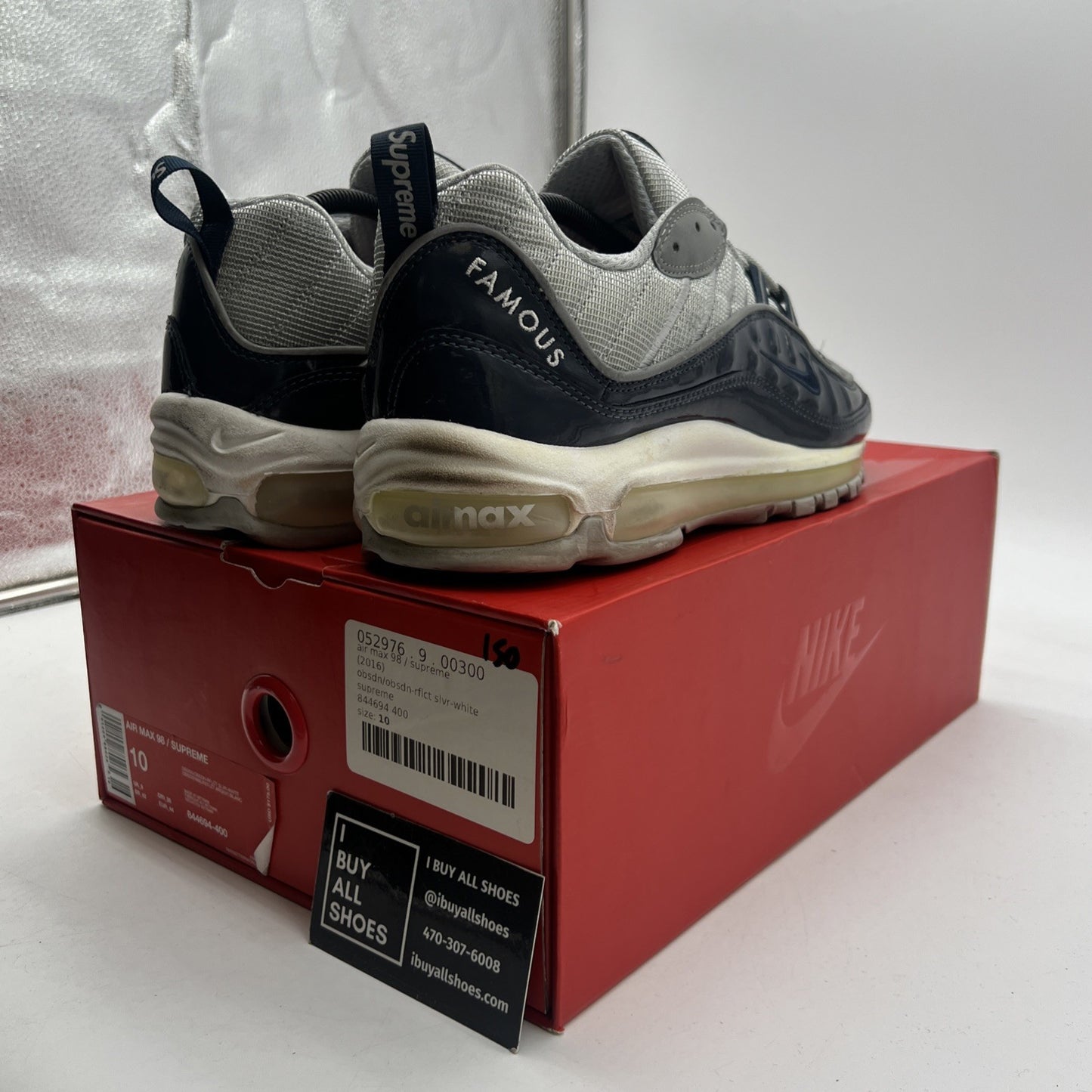 Size 10 - Nike Supreme x Air Max 98 Obsidian (844694-400)