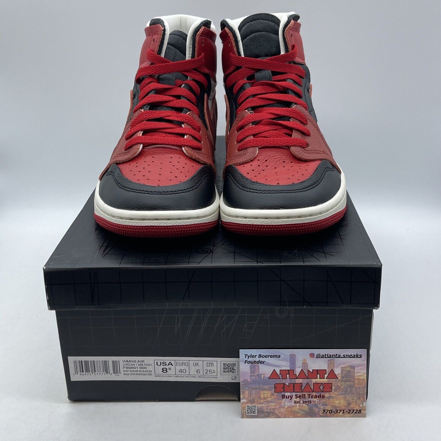 Size 8.5W - Air Jordan 1 Method of Make High Sport Red Black (FB9891-600)