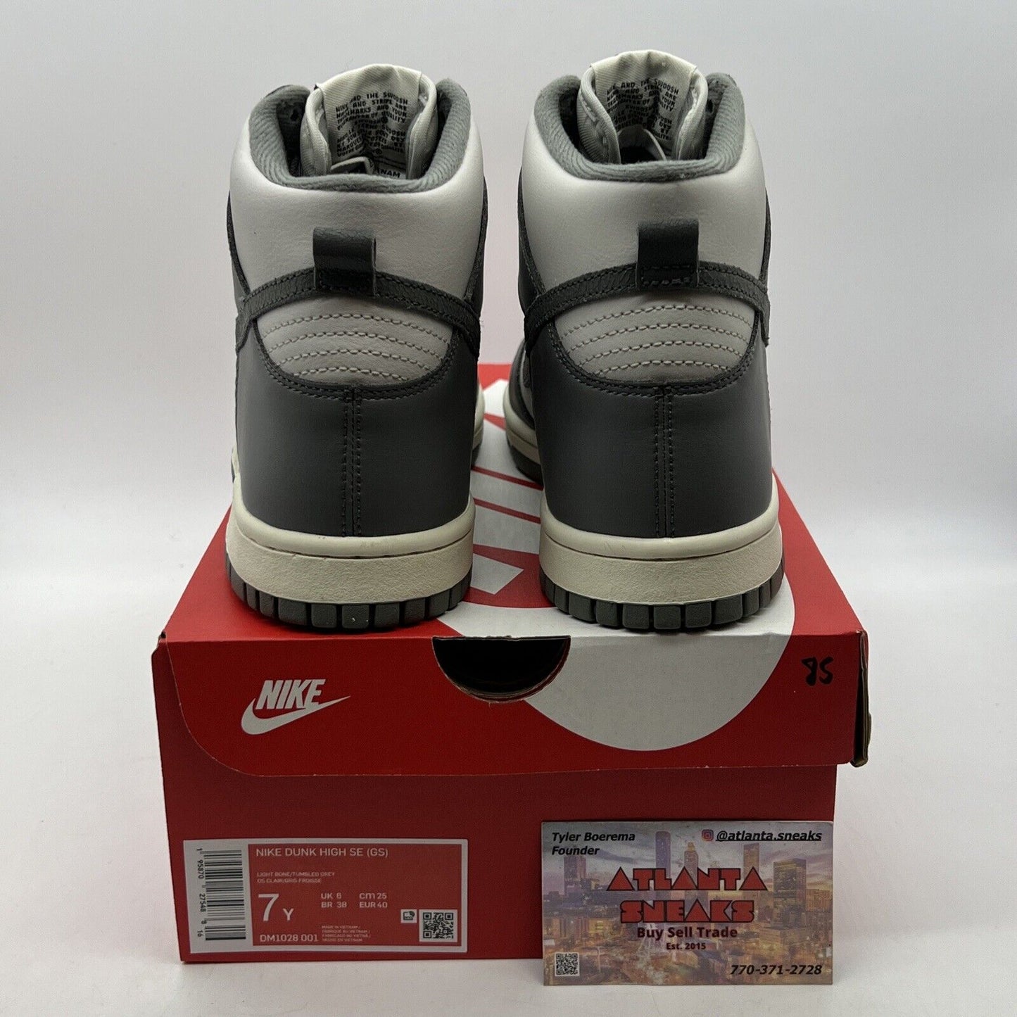 Size 6.5 - Nike Dunk SE High Light Bone Tumbled Grey Leather (DM1028-001)