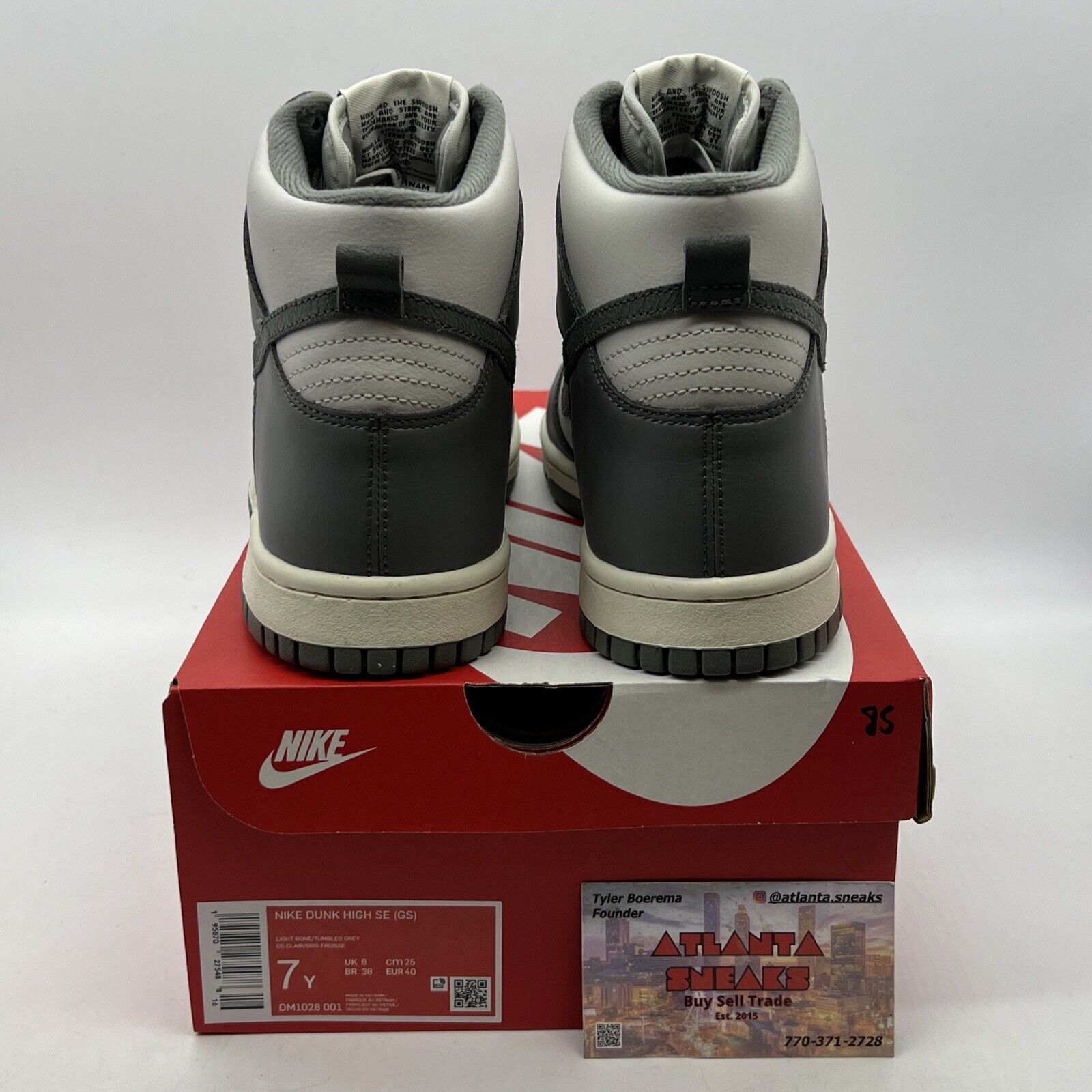 Size 6.5 - Nike Dunk SE High Light Bone Tumbled Grey Leather (DM1028-001)