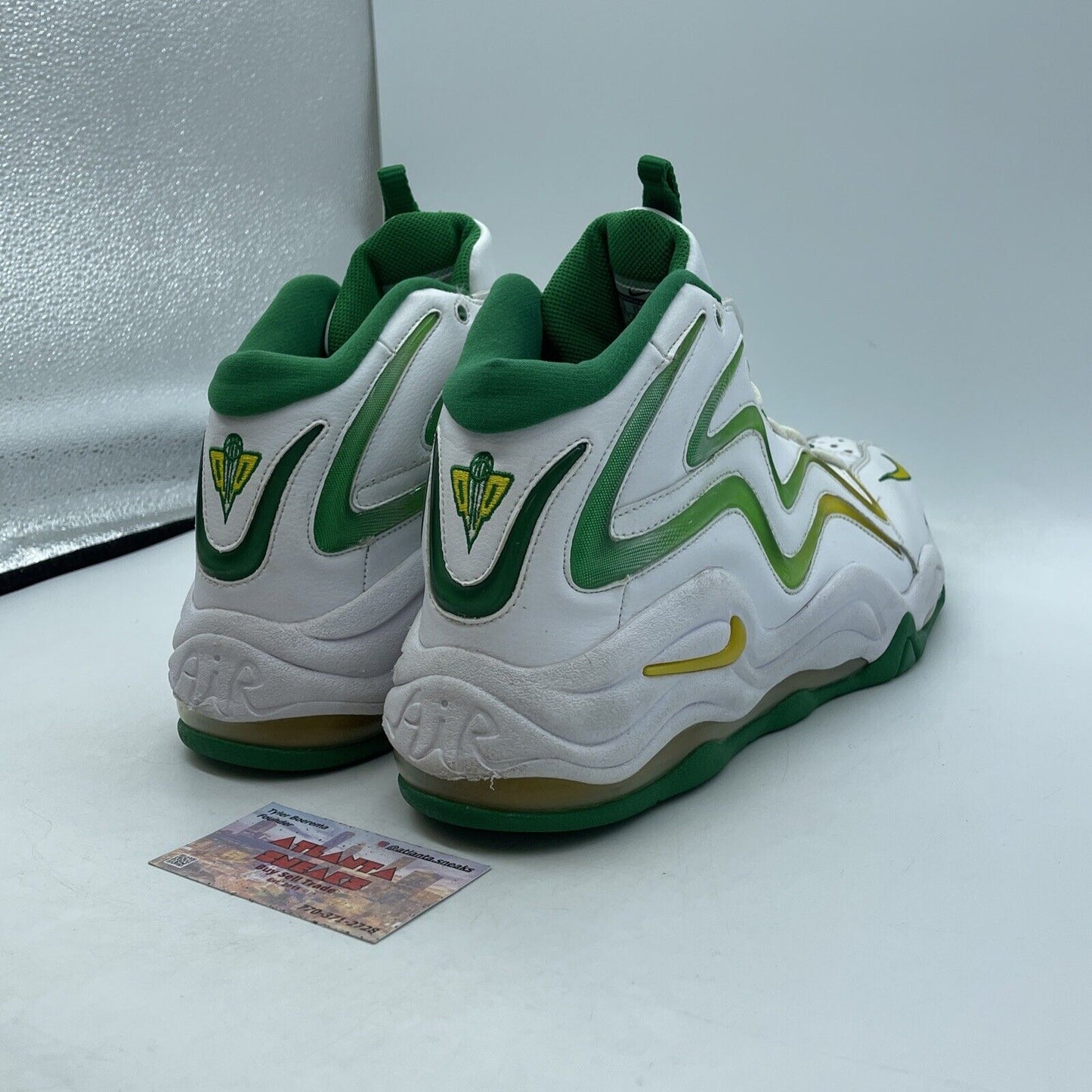 Size 12 - Nike Air Pippen Hoh Draft Pack White Green Yellow Leather (410489-183)