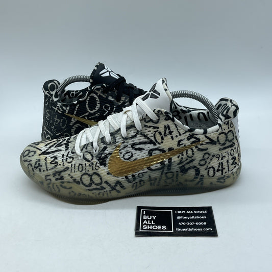 Size 9.5 - Nike Kobe 11 iD Mamba Day White Gold Black Mismatched (865773-992)