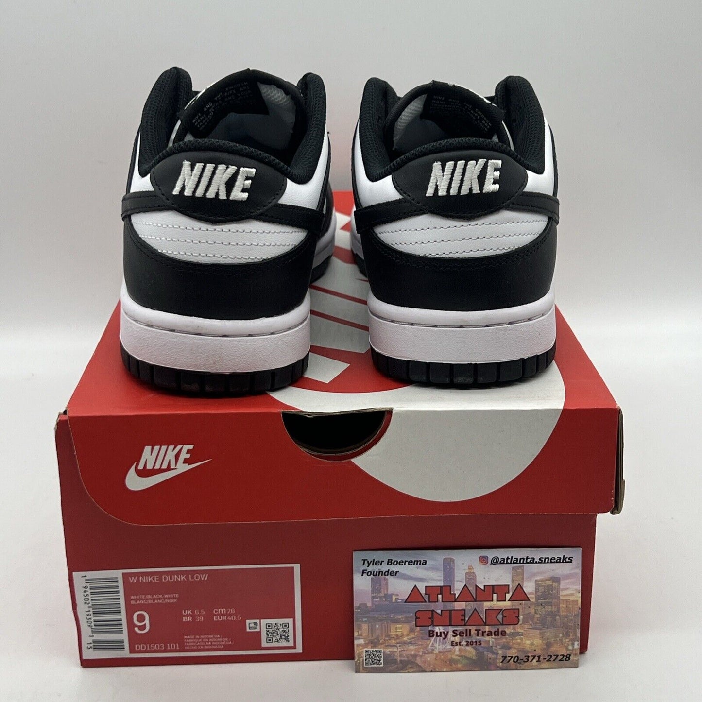 Size 9 - Nike Dunk Low Black White W Brand New Og All