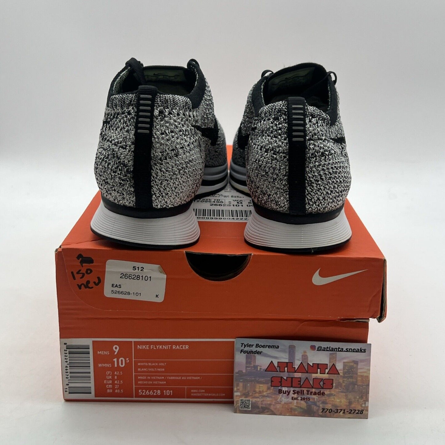 Size 9 - Nike Flyknit Racer Oreo 1.0 (526628-101)