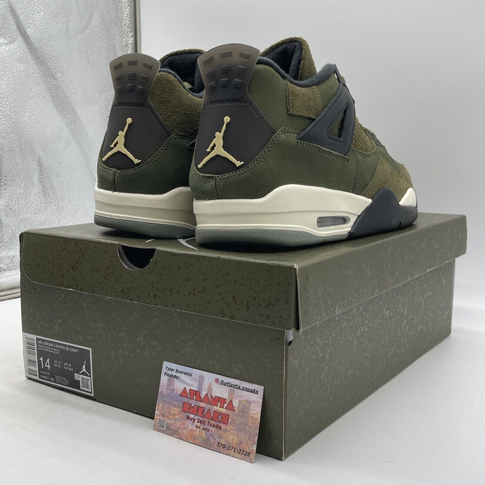 Size 14 - Jordan 4 SE Retro Low Craft - Olive Black Black Suede (FB9927-200)