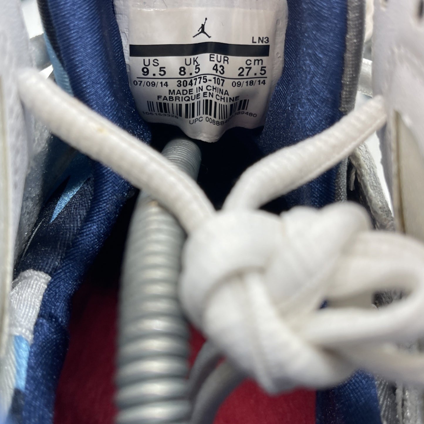 Size 9.5 - Air Jordan 7 Retro 2015 French Blue White Grey Leather (304775-107)