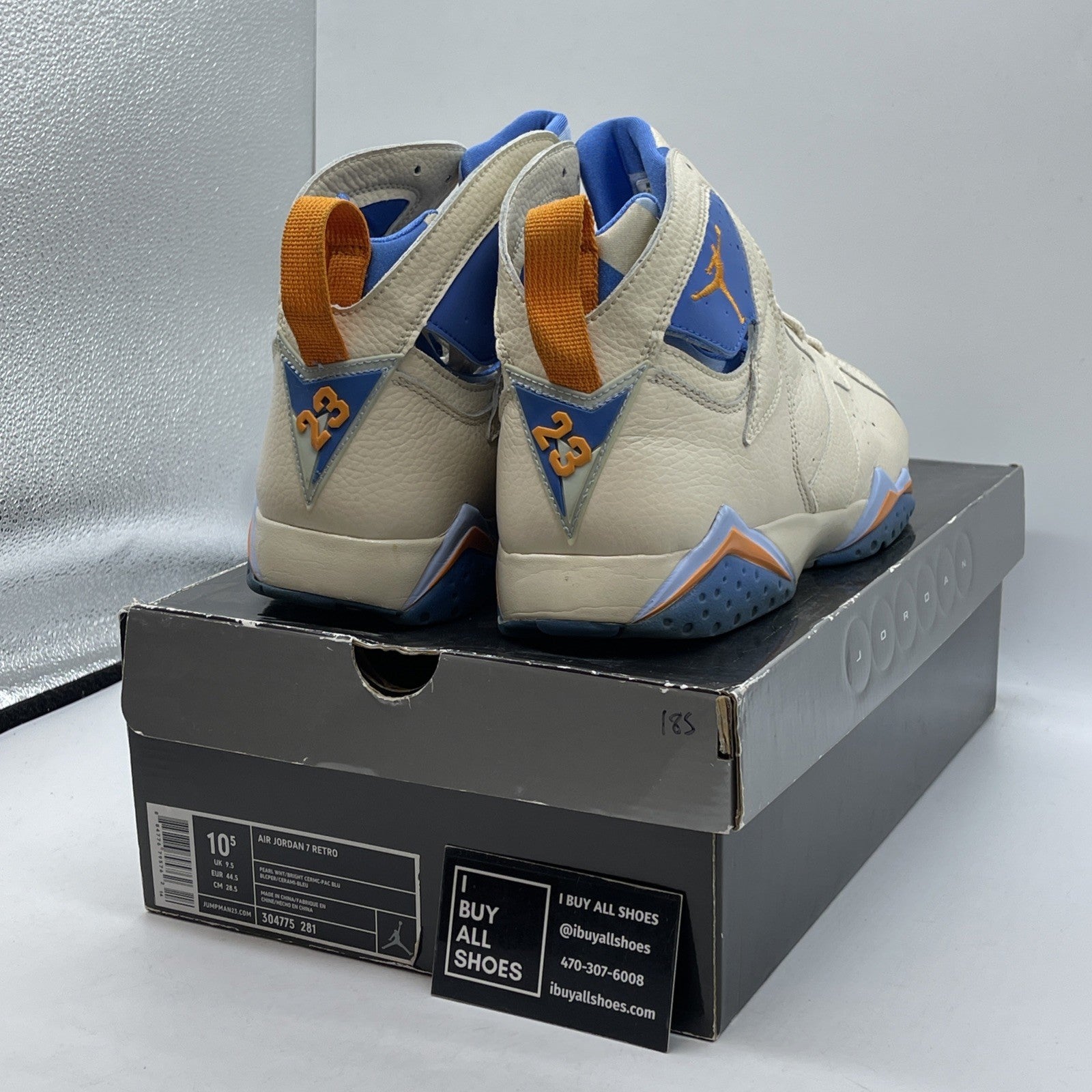 Size 10.5 - Air Jordan 7 Retro Pacific Blue Tan Leather (304775-281)