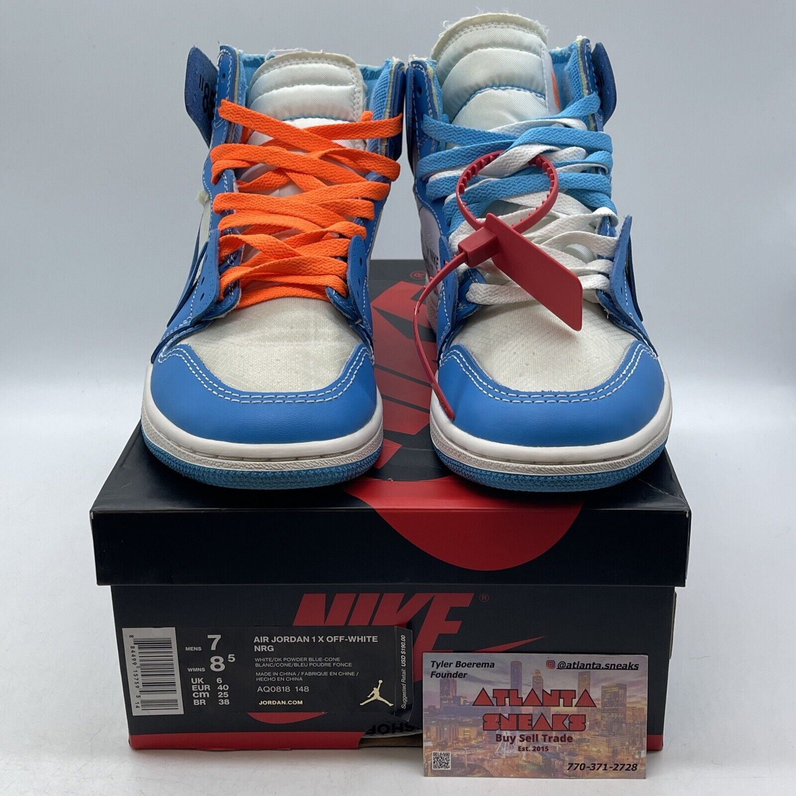 Size 7 - Jordan 1 Retro OG x Off-White High UNC White Blue Red (AQ0818-148)