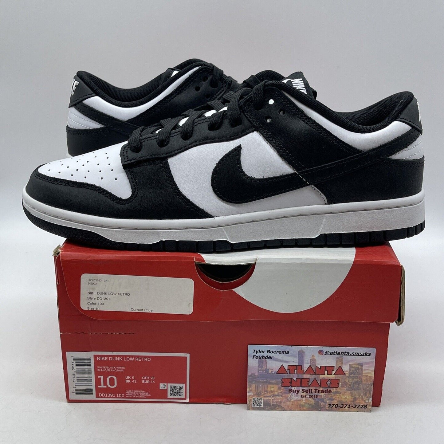 Size 10 - Nike Dunk Low Black White Leather (DD1391-100)