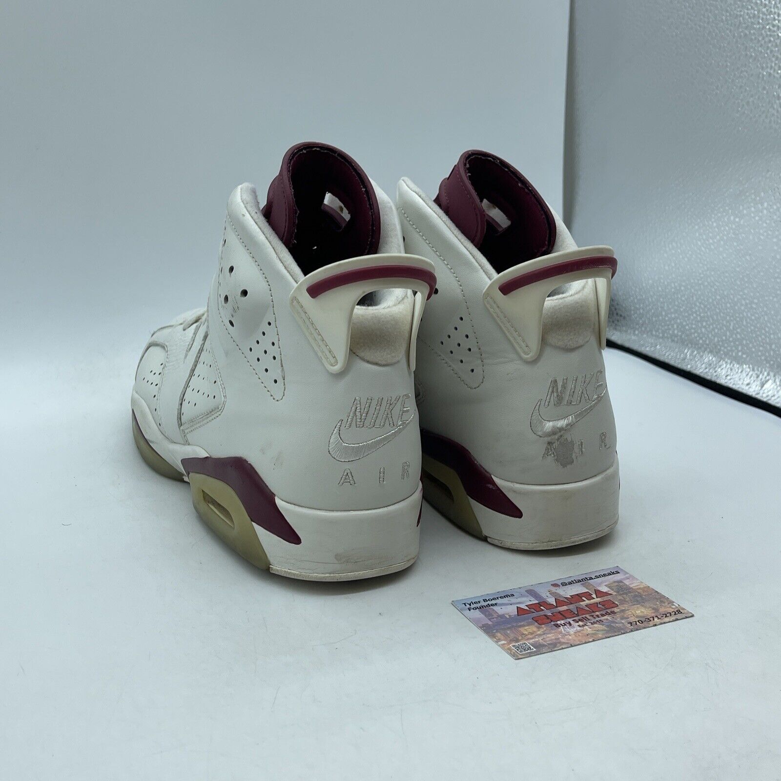 Size 10.5 - Air Jordan 6 Retro 2015 Maroon White Burgundy Leather (384664-116)