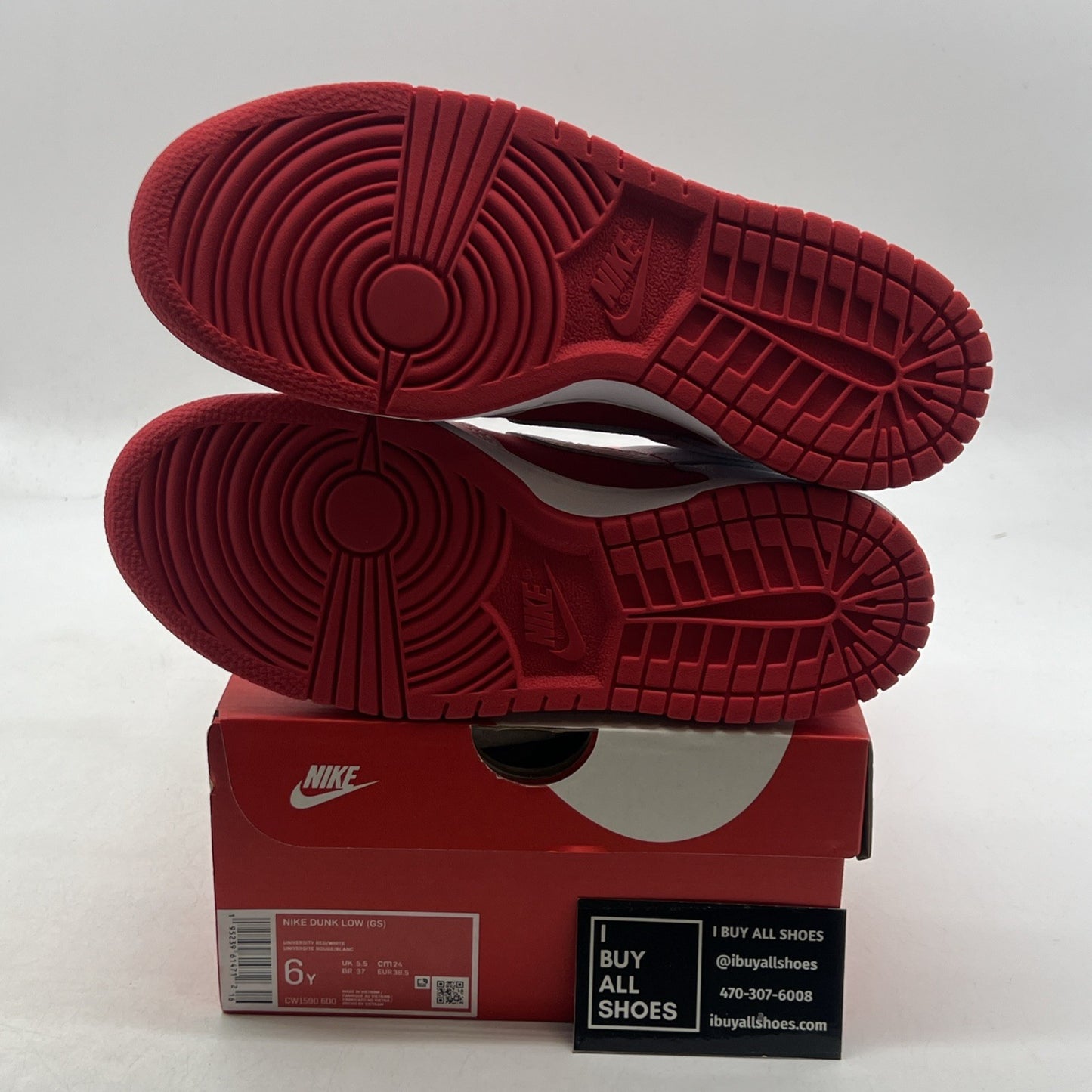 Size 6Y - Nike Dunk Low Shoes Youth White University Red GS (CW1590-600)