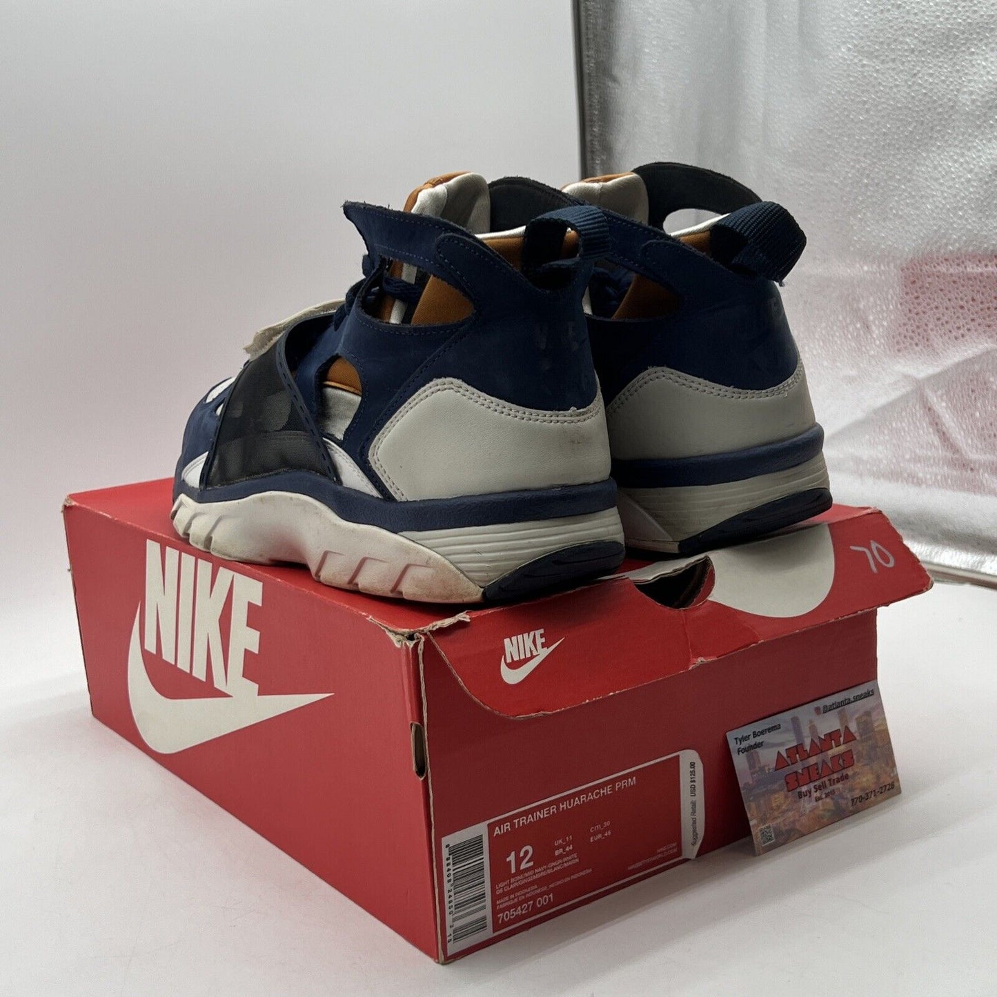Size 12 - Nike Air Trainer Huarache Premium Medecine Ball Navy  (705427-001)