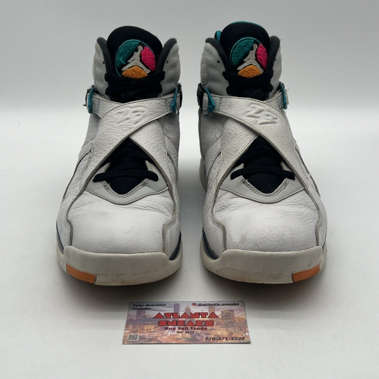 Size 13 - Air Jordan 8 Retro South Beach White Pink Teal Leather (305381-113)