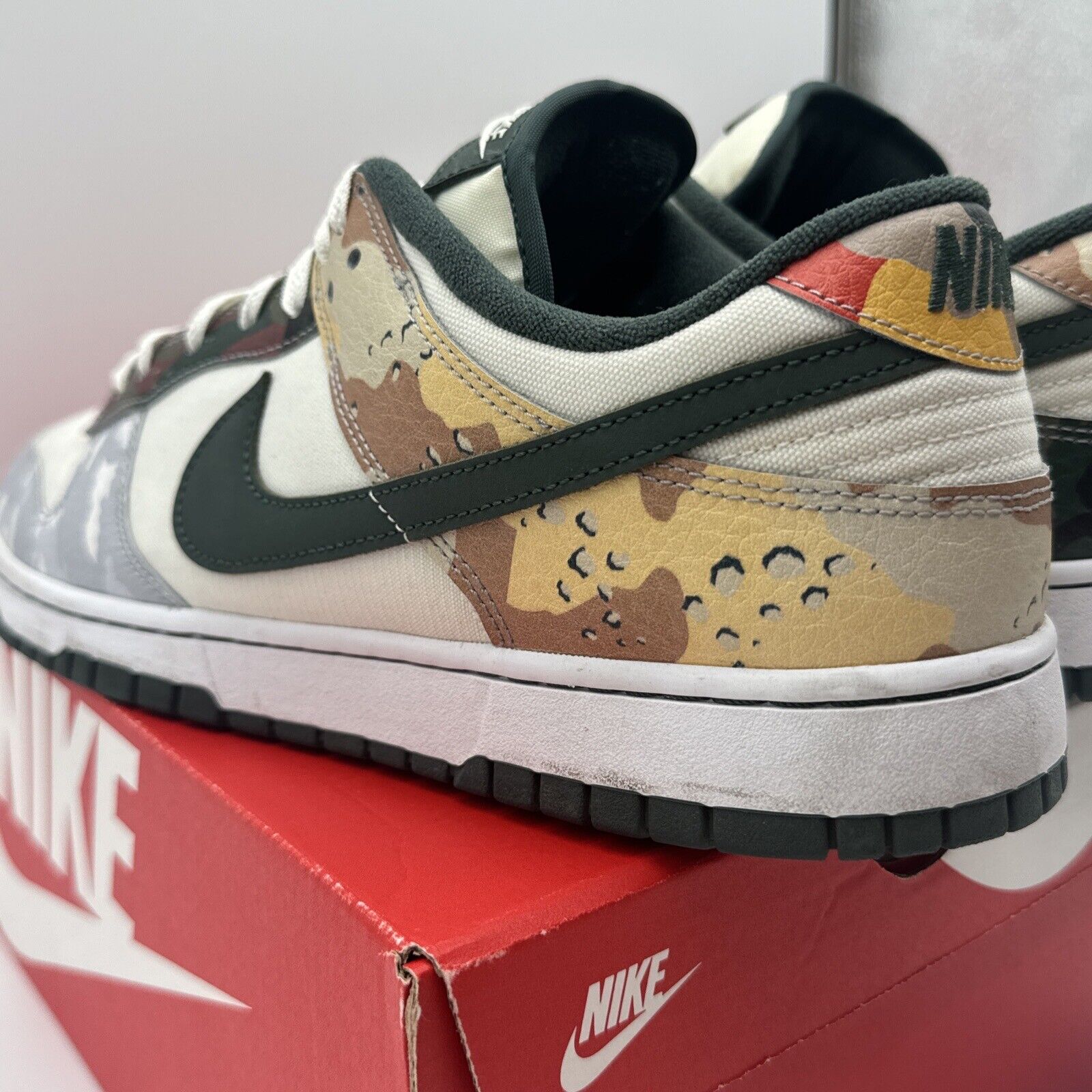 Size 13 - Nike Dunk Low SE Sail Multi-Camo 2021 White Yellow Desert Green Army