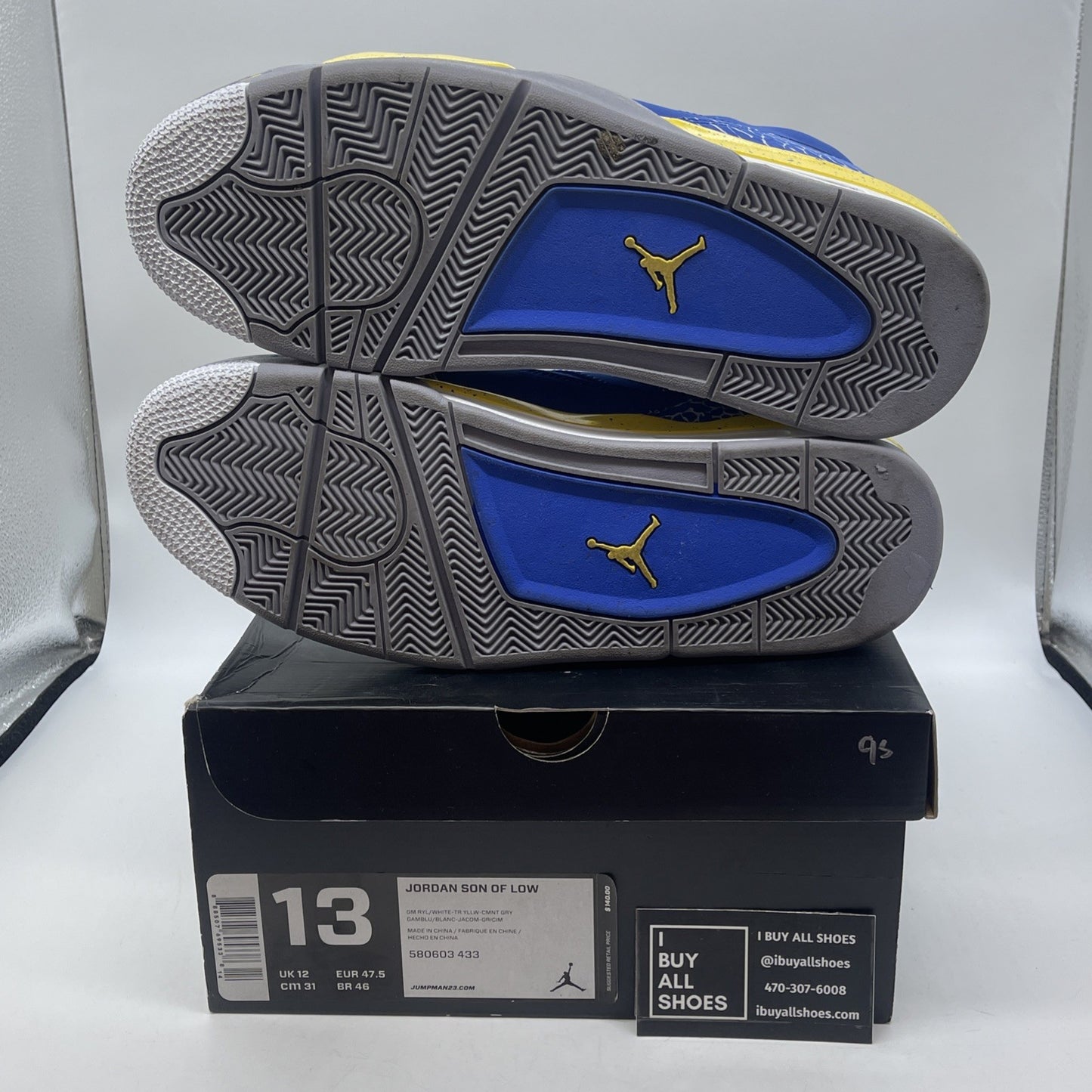 Size 13 - Air Jordan Son Of Mars Low Blue Grey Yellow Suede (580603-433)