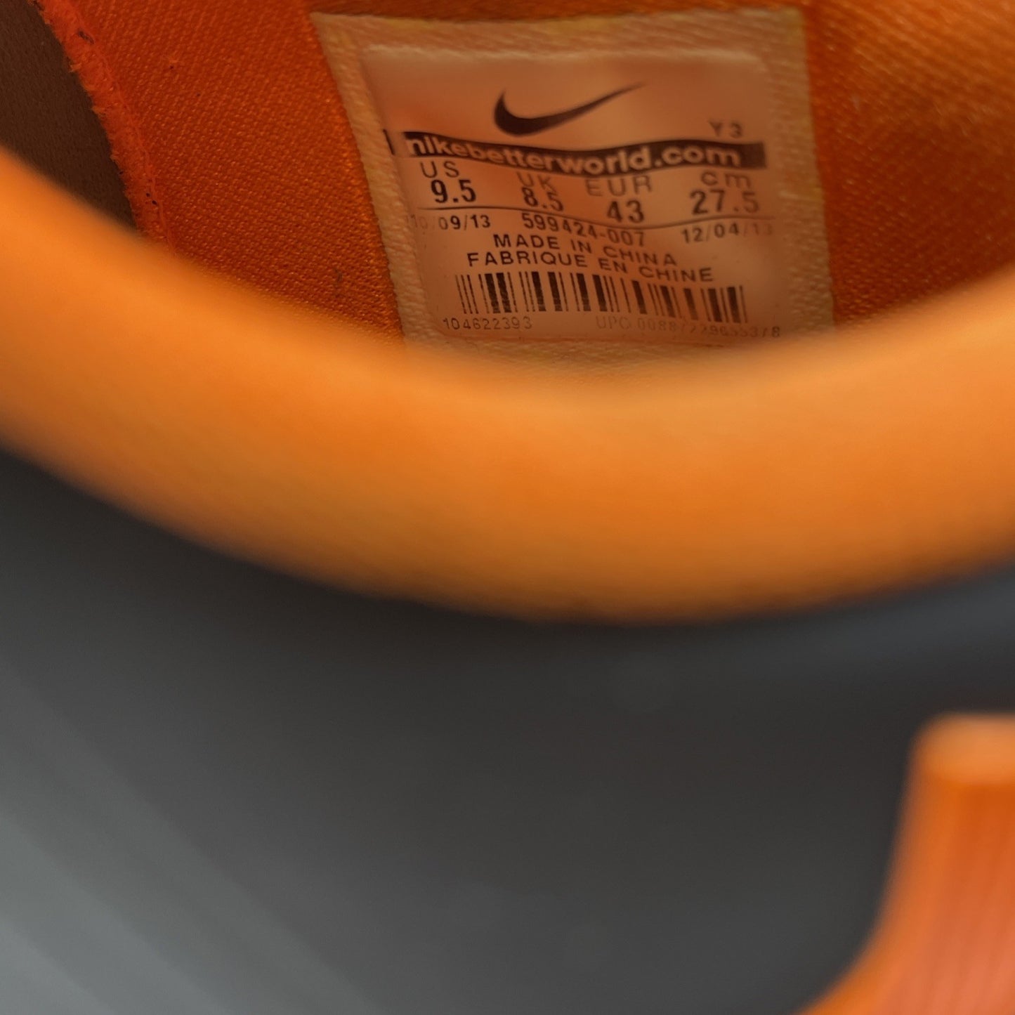 Size 9.5 - Nike KD 6 Neutral Black Grey Orange Leather  (599424-007)