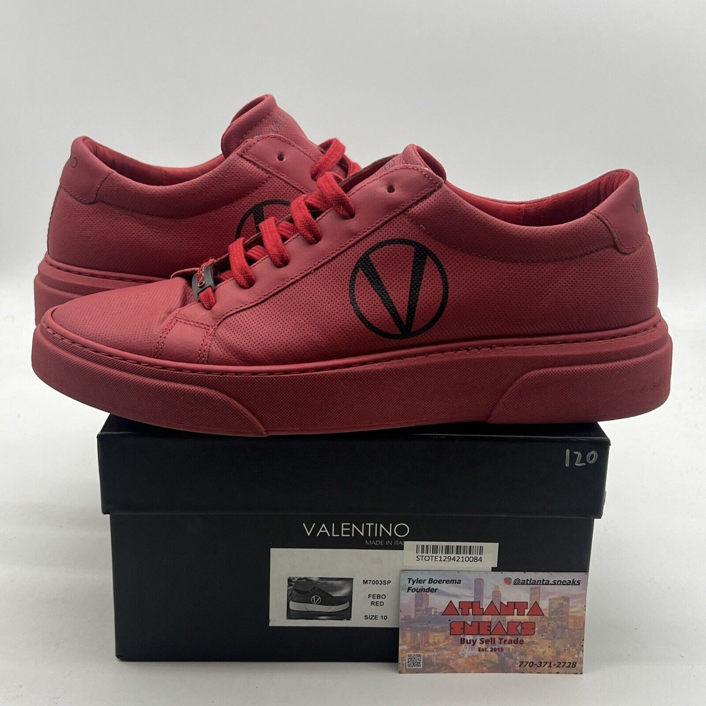 Size 10 - Valentino Petra Leather Platform Sneakers Triple Red