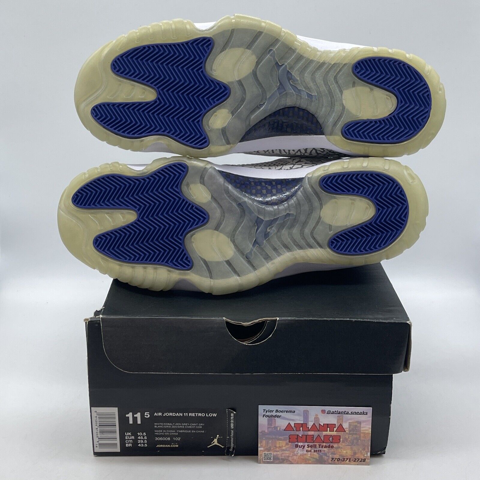 Size 11.5 - Air Jordan 11 Retro IE 2015 Low Cobalt White Suede (306008-102)