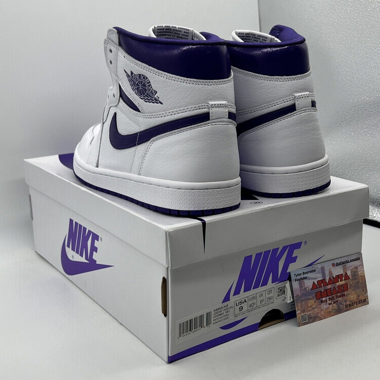 Size 9 - Air Jordan 1 OG Court Purple W White Leather (CD0461-151)