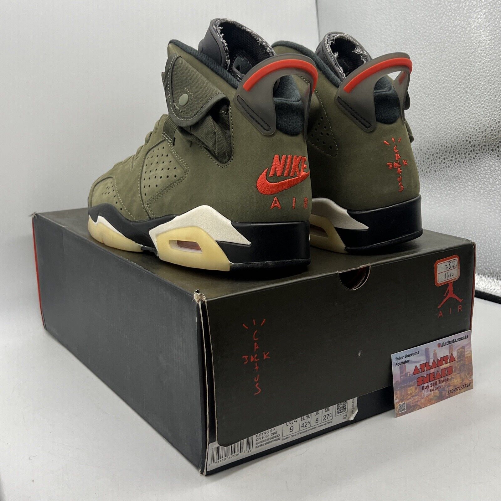 Size 9 - Jordan 6 Retro x Travis Scott Mid Olive Suede (CN1084-200)