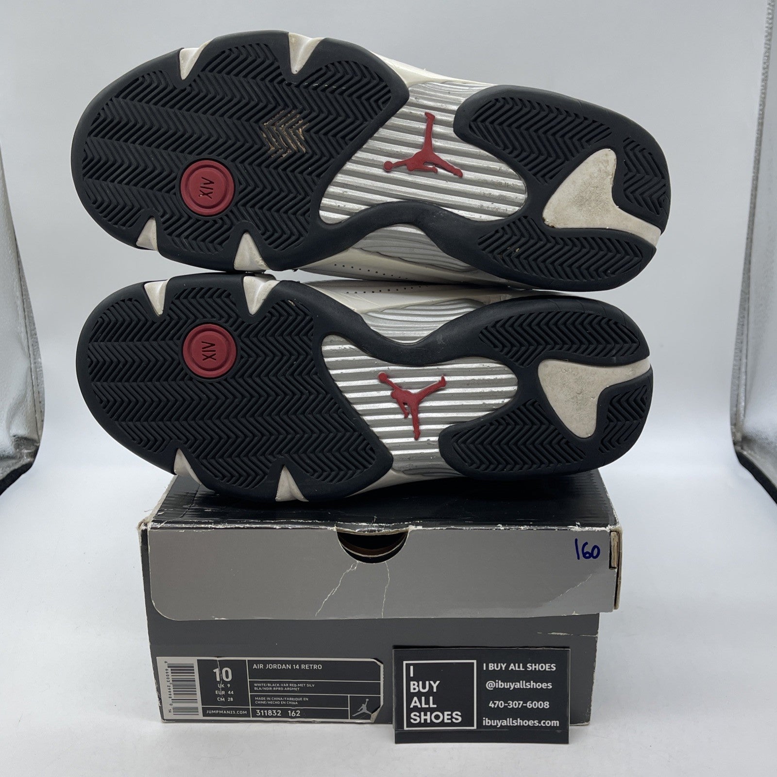 Size 10 - Air Jordan 14 Retro 2006 Black Toe  White Suede Leather (311832-162)